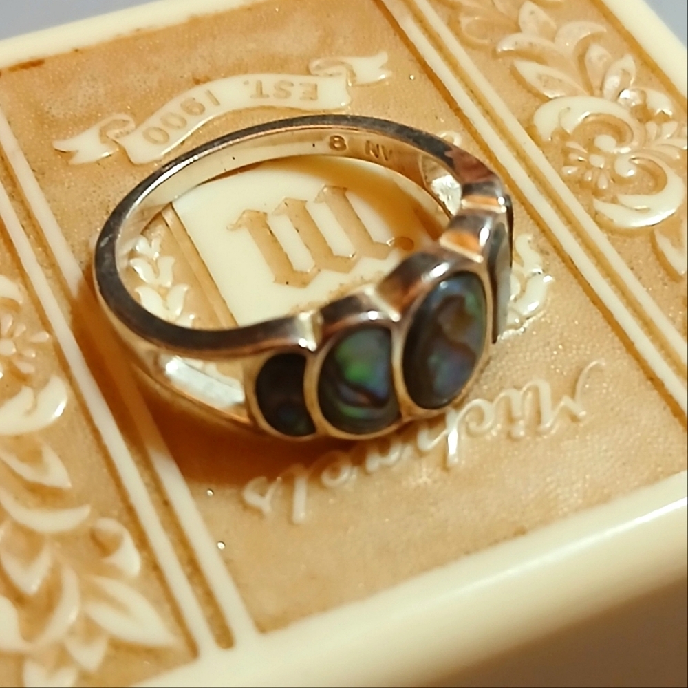 Nevada Silver Mine Sterling Abalone Vintage Ring - Picture 4 of 8